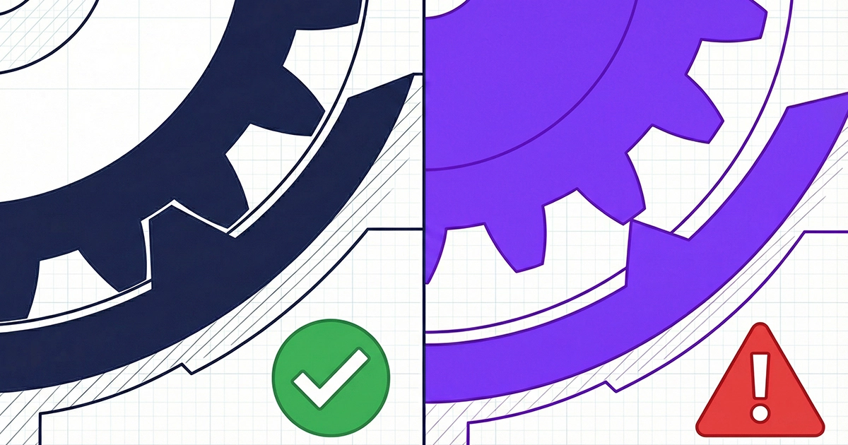 Conceptual technical illustration comparing a calibrated dose gear locked in place vs a click count gear hovering between stops