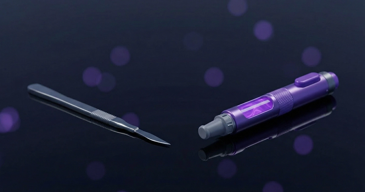 A visual comparison representing the primary tools of GLP-1 vs bariatric surgery.