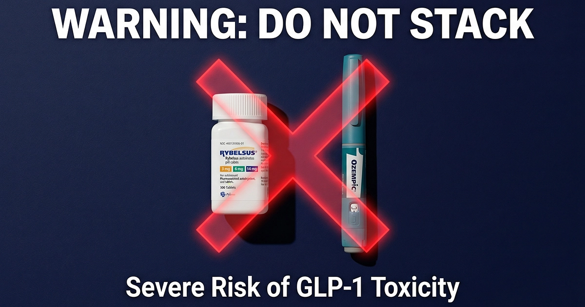 Safety warning against stacking medications while switching from Rybelsus to Ozempic.