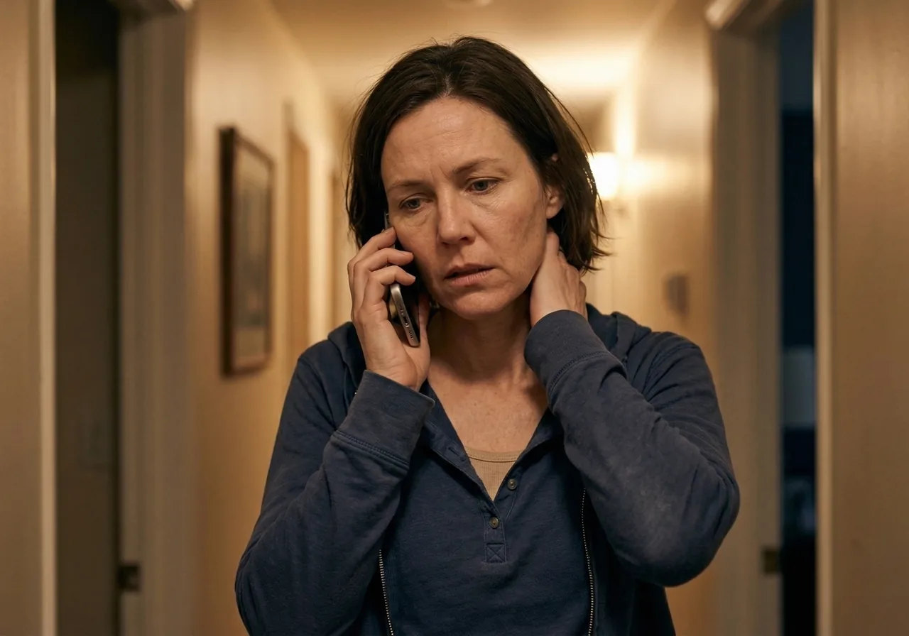Stopping Ozempic to Get Pregnant: A man stands in a hallway, looking worried as he talks on his cell phone.