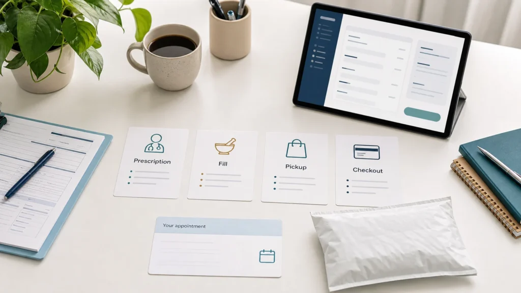 LillyDirect Zepbound access notes separating prescription, fill, pickup, and checkout steps